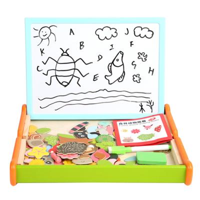 China Bdj Forest Animals Educational Montessori Toy Eco-friendly Wooden Baby Drawing Board Toy for sale