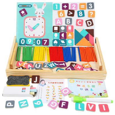 China New Design Montessori Parent-child Puzzle Wooden Interactive Toy Math Teaching Wooden Magnetic Board Box Toy for sale