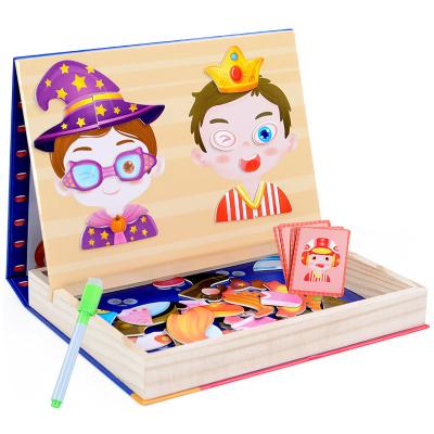 China New Children's Toy The Cartoon Educational Wooden Human Farm Card Game Toys Traffic Magnetic Puzzle Toys for sale