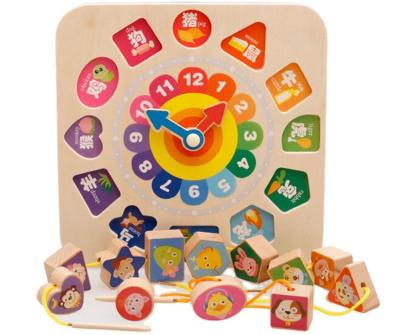 China Wholesale High Quality Brand Kids Digital Geometry Montessori Children's Clock; s puzzle wooden toys MWZ-106 for sale