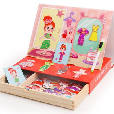 China DIY TOY Creative Diy Magnet Book Fun Dress Up Girl Baby Educational Toys Wooden Magnetic Kids Puzzles for sale