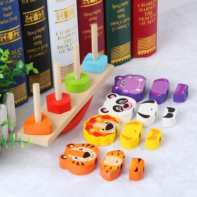 China 2021 New DIY TOY montessori wooden toys balance to block stacking building blocks for kids toys for sale