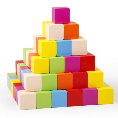 China Baby Educational Toy Wooden Cube Building Blocks Kids Toy 100pcs Colorful Color Wood Building and Geometric Shape Adjusts Toys For Children for sale