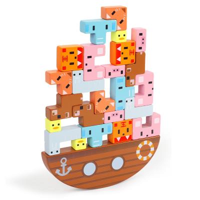 China New Design Wooden Stacking Blocks Balancing Puzzles Toy Preschool Educational Learning Toy Wooden Balance Game Mwz-035 for sale