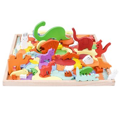 China Toy High Quality Wooden Toys Zootopia Jigsaw Puzzle Wooden Animals Shape Educational Animals for sale