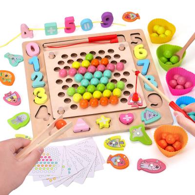 China High Quality Wooden Color Matching Bead Game Brain Training Education Childhood Teaching Clip Toy For Kids MWZ004 for sale