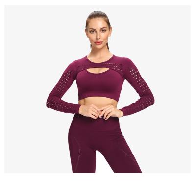 China Breathable Customized Plus Size Yoga Set 2 Pieces Long Sleeve And Legging Gym Fitness Sets Workout Clothing Sets for sale