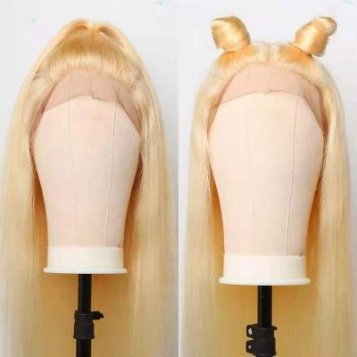 China 100%human hair thick smooth soft 360 lace wig,straight blonde color transparent 360 lace wig,brazilian hair 360 lace wig for sale