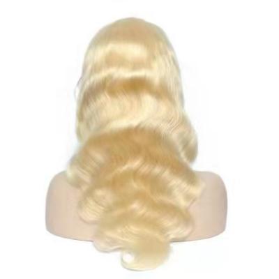 China tangle free 100%human hair lace wig,transparent body wave blonde color lace wig,brazilian hair 13*4 front lace wig for sale