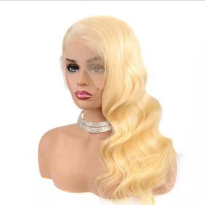 China Best Selling 100% Soft Straight Brazilian Blonde Human Hair Body Wave 13*6 Lace Front Transparent Wigs for sale