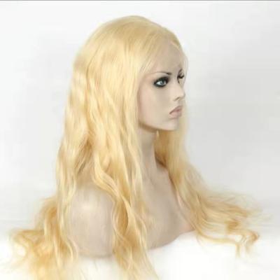 China Best Salt 100% Body Hair Transparent Lace Wig Brazilian Blonde Color Thick Soft Full Wave Wig for sale