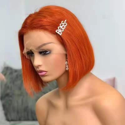 China Best Dirty100% Korean Hair Straight Transparent Orange13*4 Lace Front Wig Soft Smooth for sale