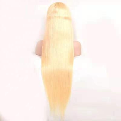 China Best Dirty100% Peruvian Thick Soft Smooth 13*4 Honey Blonde Straight Lace Front Transparent Wig for sale