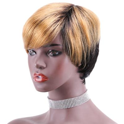 China Factory price soft soft thick hair piex cut wigs, T1b/27 virgin hair piex cut wigs, brazilian hair machine made piex cut wigs for sale