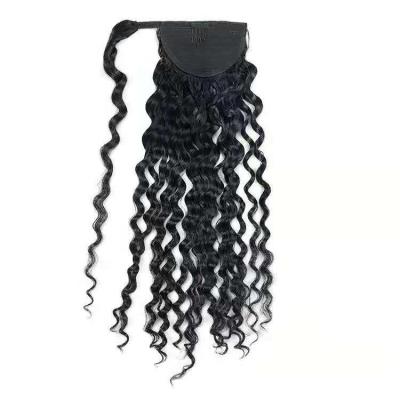 China 100% Brazilian High Quality Thick Smooth Soft Water Wave Human Hair Wrap Around Ponytail for sale