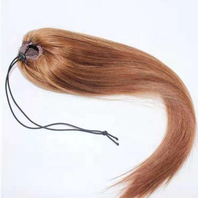 China Soft Shiny 100% Brazilian Human Hair Color 6# Drawstring Straight Ponytail for sale