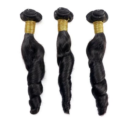 China 100% Brazilian Straight Thick Smooth Soft Human Hair Double Drawn Super Bouncy Curl Hair Bundle for sale