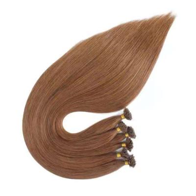 China Wholesale price 100% European remy hair soft straight double ended color 6# U tip keratin straight hair extension for sale