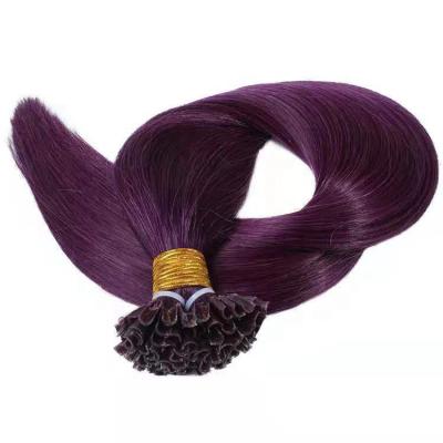 China Wholesale price 100% European remy hair straight purple color U tip keratin hair extension soft straight double drawn hair for sale