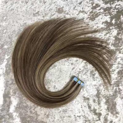 China Wholesale Price 100% Soft Straight Russian Hair Color P4/27 Straight Tape Hair Extension for sale