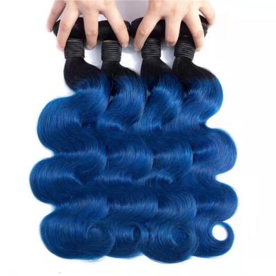 China Wholesale Price 100% Soft Smooth Smooth Thick Brazilian Hair 10A Grade Body Wave 1b/blue Color Hair Bundle for sale