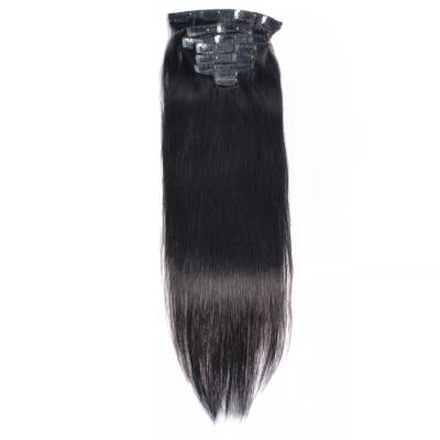 China Wholesale Shiny Hair Clip Human Hair, Grade 10A Natural Black Straight Clip Hair, Brazilian Hair Clip Hair for sale