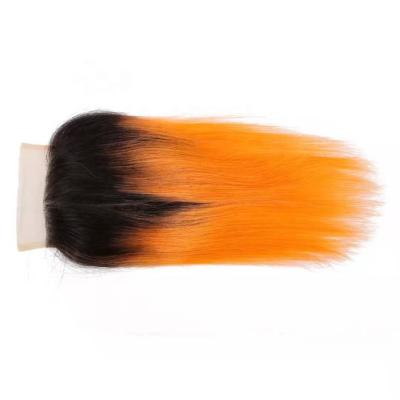 China Wholesale Price 100% Straight Soft Thick Brazilian Hair Closure 1b/Orange 4*4 Straight Transparent Lace Closure for sale