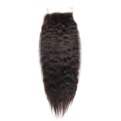 China Wholesale Price 100% Natural Black Transparent Yaki 4*4 Lace Closure Soft Thick Soft Brazilian Hair Closure for sale