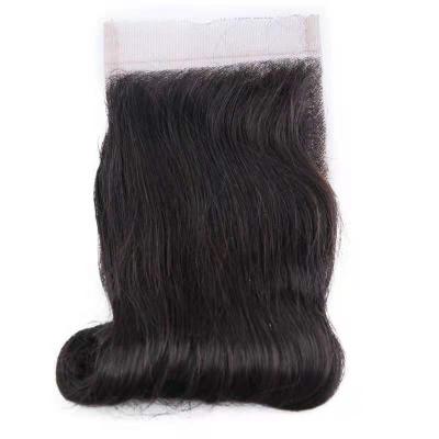 China Wholesale Price 100% Brazilian Double Drawn Human Hair Double Closure Egg Loop 4*4 Swiss Lace Closure for sale