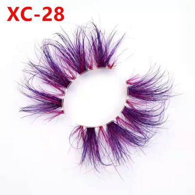 China 3D Thick Brazilian Mink Lashes XC-28 Wholesale Price 100% Real Color 25mm for sale