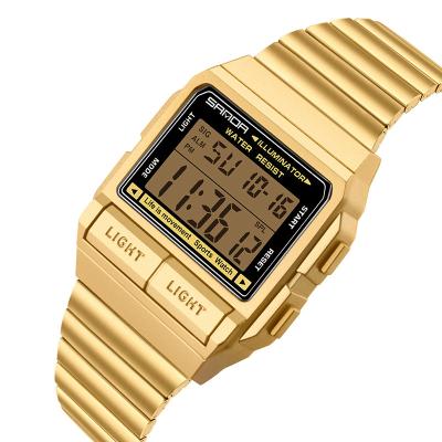 China Automatic Date Sanda 2007 Trend Design Mens Digital Watches Water Resistant Alarm LED Display Luminous Sports Men Wristwatches for sale