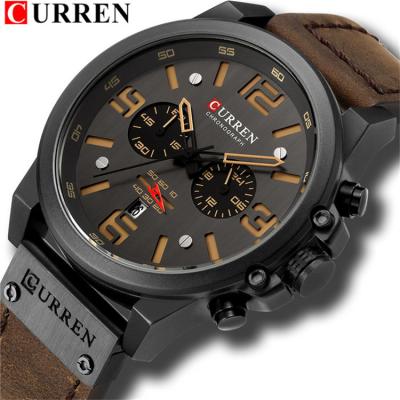 China Wholesale Curren Chronograph 8314 Waterproof Classic Mens Leather Chronograph Watch Sport Quartz Luxury Watches Wrist for sale