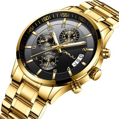 China Custom OEM Logo Wristwatch Luxury Business Mens 3ATM Chronograph Waterproof Stainless Steel Gold Watch For Men for sale