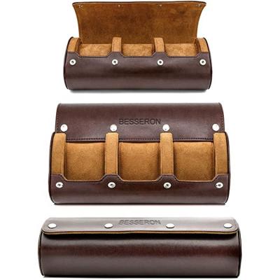 China OEM Vintage LOGO Rolling Travel PU Leather Strap Vintage Watch Box Roll Storage Travel Case Packing Case Luxury Elegant Luxury Winder Gift Case for sale