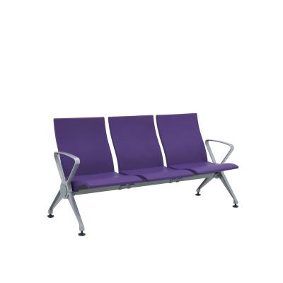 China Modern Plastic Purple 4 Seater Hospital Chair Airport Waiting Chair With Aluminum Bracket for sale