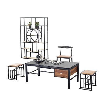 China New Chinese Style Tea Table Balcony Convertible Southern Elm Family Tea Ceremony Table Set Small Family Tea Ceremony Table Set for sale