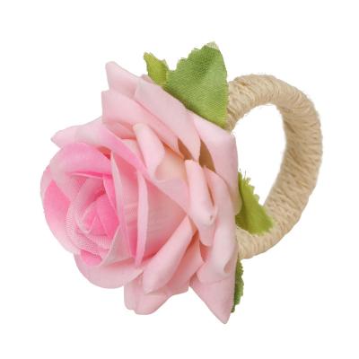 China Artificial Flower Viable Napkin Rings with Flower Leaf for Wedding Party Birthday Restaurant Office Decoration for sale