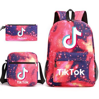 China 3PCS Casual TIKTOK Pattern Tie Dye TIKTOK Backpack School Bag Lunch Bag Set With Tik Tok Pattern For Boys Girls Kids for sale