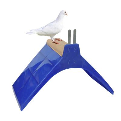 China Viable Creative Plastic Pigeon Rest Stand with Wood Block and Metal Slice for Pigeon Bird Perch Perch Stand, Blue for sale