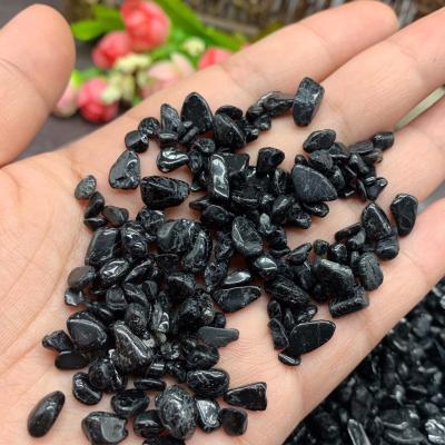 China Wholesale Natural Europe Crystal Gravel Black Tourmaline Polished Tumbled Stones Obsidian For Healing for sale