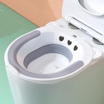 China PP+TPE Yoni Sitz Bath Hemorrhoids Portal Foldable Vaginal Steaming Seat Bedpan, with Non Slip Design for sale