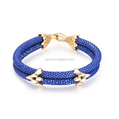 China Hot fashion bracelet products classic models blue stingray bracelet real stingray leather bracelet for sale