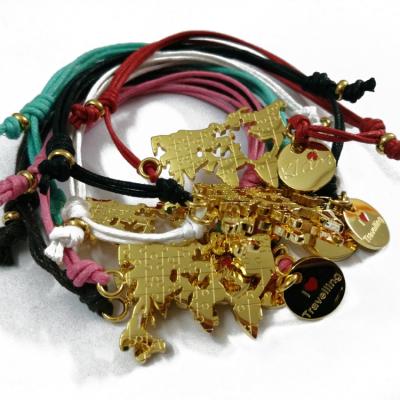 China Casual/Sporty Romantic Couples Bracelet Like Type World Pizza Map Form 