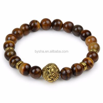 China Jade Agate Crystal Beads Bracelet Natural Jade Agate Crystal Beaded Bracelet with Tiger Head Metal Accessories Hand Chain Wrap Beaded Bracelet for sale