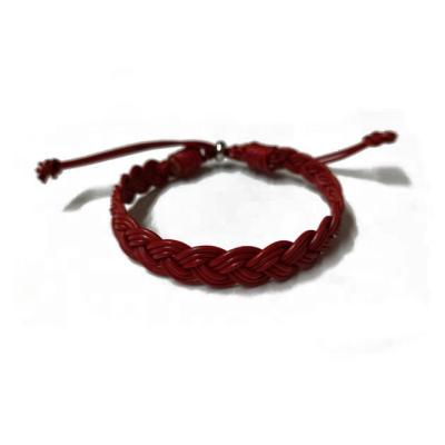 China Hot Selling CLASSIC Adjustable Thin Genuine Leather Bracelet Braided Weave Bracelet Real Leather Bracelet for sale