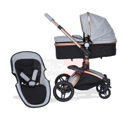 China Baby Stroller Easy Folding Portable Baby Stroller,Popular 3in1 PU Leather Egg Baby Stroller for sale