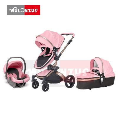 China Baby Stroller Easy Folding Portable Baby Stroller, PU Leather 3in1 Egg Shape Travel System Pram 2021 for sale