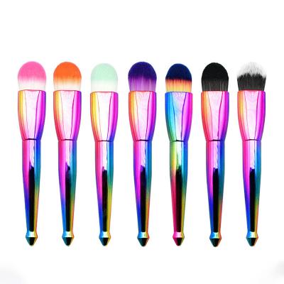 China Angular Blush matte black vegan makeup brushes makeup brush colorful nylon hair new design professional makeup brush for sale