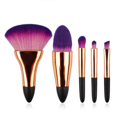 China Angular Blush Crystal Makeup Brushes Beginner Beauty Tools Makeup Brush Set 5 Piece Professional Mini Makeup Brush Set with Gold Handle for sale