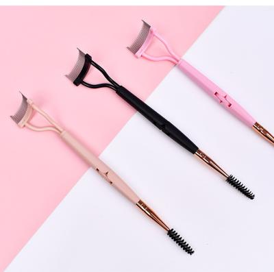 China Plastic Z Professional Stainless Steel Mascara Applicator Lash Separator Definer Tool Foldable Metal Teeth Eyelash Comb Brush With Cover for sale